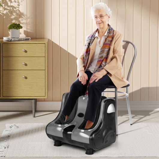 Costway Foot & Calf Massager with Heat Vibration Deep Kneading Shiatsu Foot Massage Machine Grey W2B