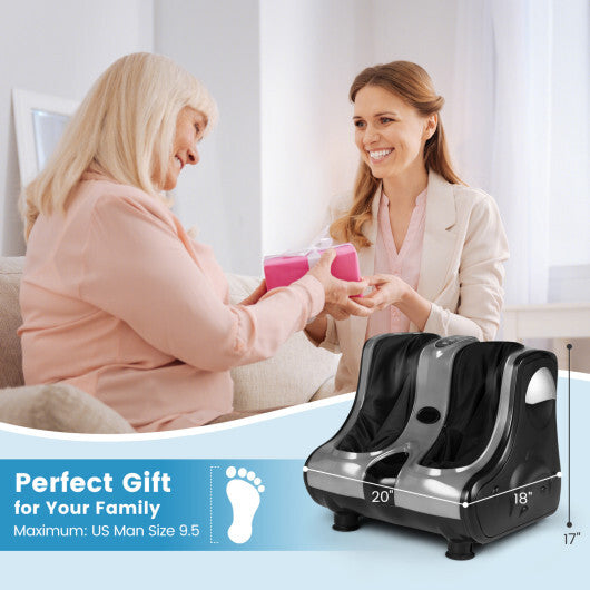 Costway Foot & Calf Massager with Heat Vibration Deep Kneading Shiatsu Foot Massage Machine Grey W2B