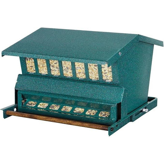 Rugged Green Metal Squirrel-Proof Bird Feeder with Easy-Refill Top FastFurnishings
