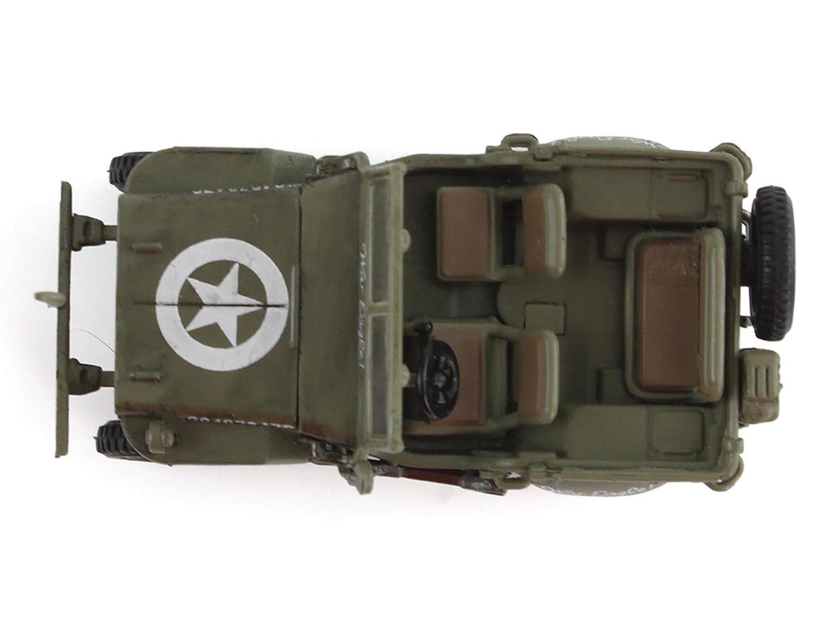 U.S. 1/4 ton Military Vehicle Olive Drab "Gen. George Patton US 3rd Army War Eagle" (1945) United States Army "Ground Power Series" 1/72 Diecast Model by Hobby Master Hobby Master