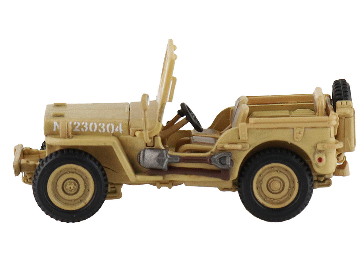 U.S. 1/4 ton Military Vehicle Desert Sand "British 8th Army Gen. Bernard Montgomery Sicily" (1943) Royal Army "Ground Power Series" 1/72 Diecast Model by Hobby Master Hobby Master