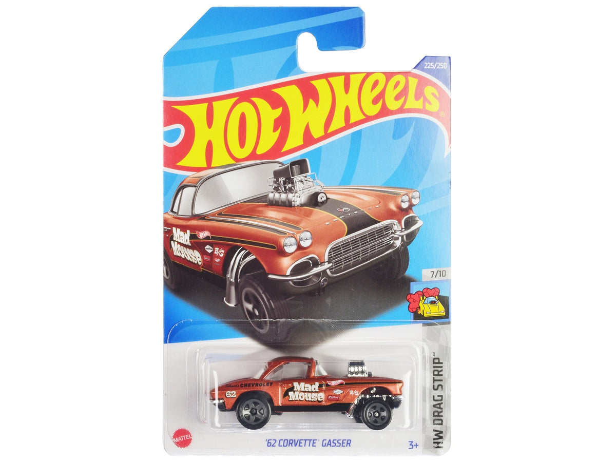 1962 Chevrolet Corvette Gasser "Mad Mouse" Copper Metallic with Black Stripes "HW Drag Strip" Series Diecast Model Car by Hot Wheels W2B
