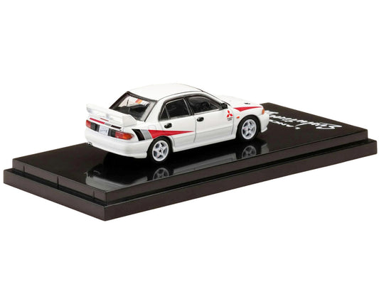 Mitsubishi Lancer RS Evolution III RHD (Right Hand Drive) Scortia White with Red Rally Stripes 1/64 Diecast Model Car by Hobby Japan Hobby Japan