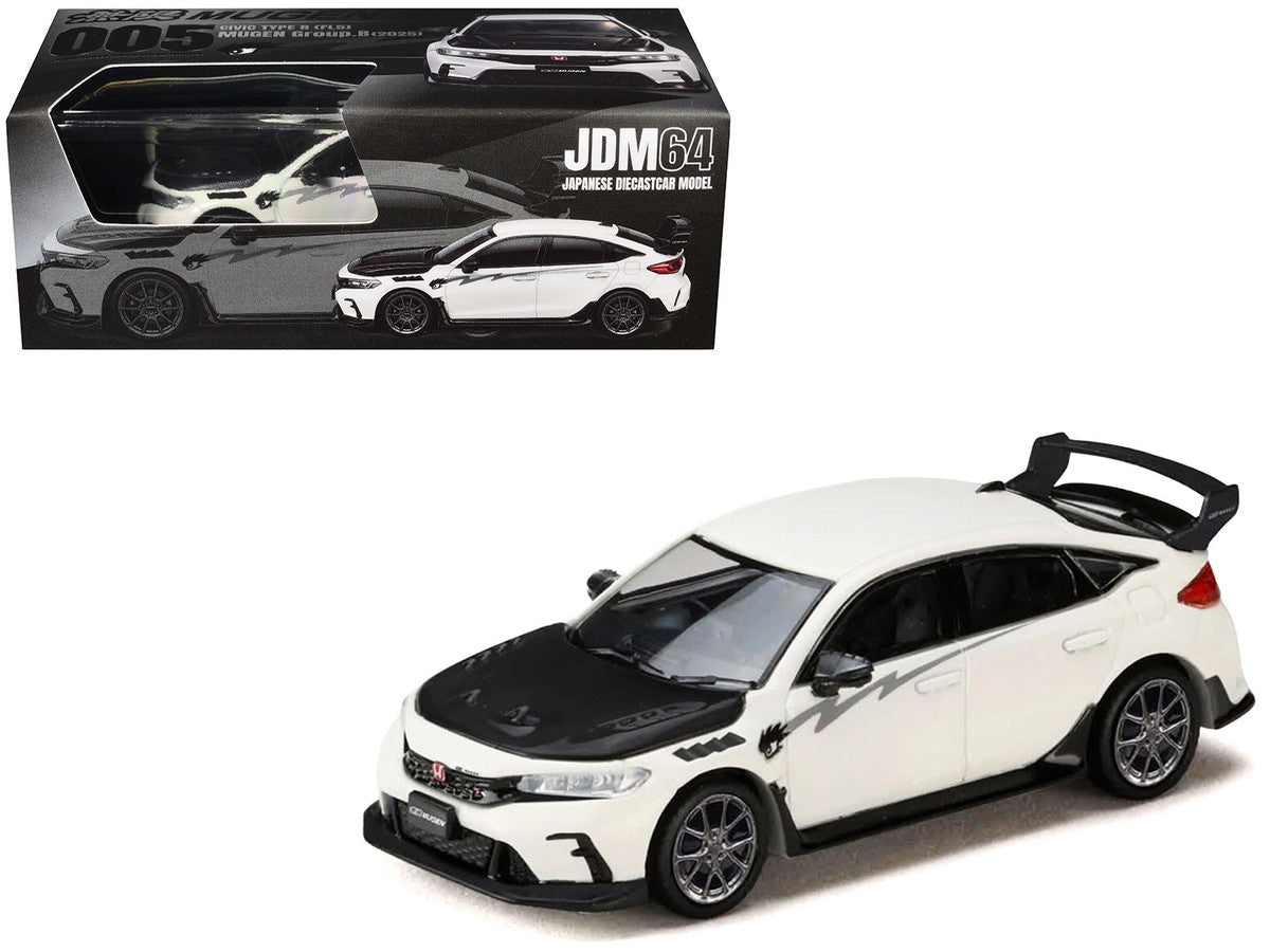Honda Civic Type R (FL5) RHD (Right Hand Drive) Championship White with Carbon Hood "MUGEN Group B" (2025) "JDM64" Series by Hobby Japan Hobby Japan