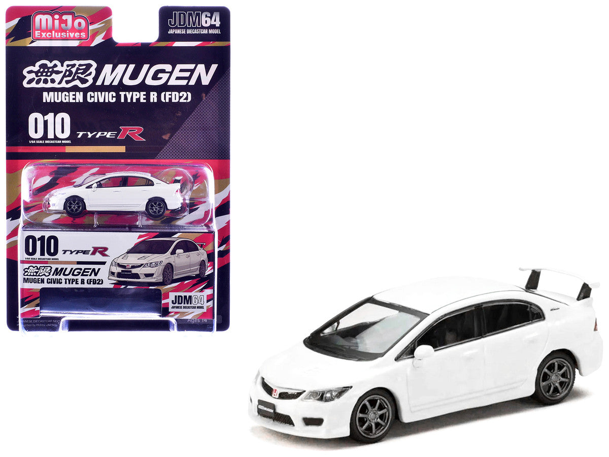 Honda Mugen Civic Type R (FD2) RHD (Right Hand Drive) Championship White "JDM64" Series 1/64 Diecast Model Car by Hobby Japan Hobby Japan