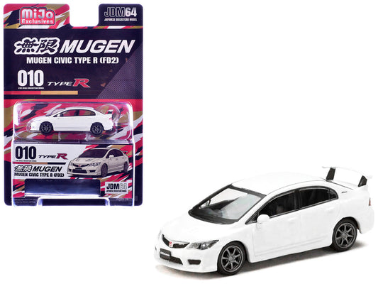 Honda Mugen Civic Type R (FD2) RHD (Right Hand Drive) Championship White "JDM64" Series 1/64 Diecast Model Car by Hobby Japan Hobby Japan