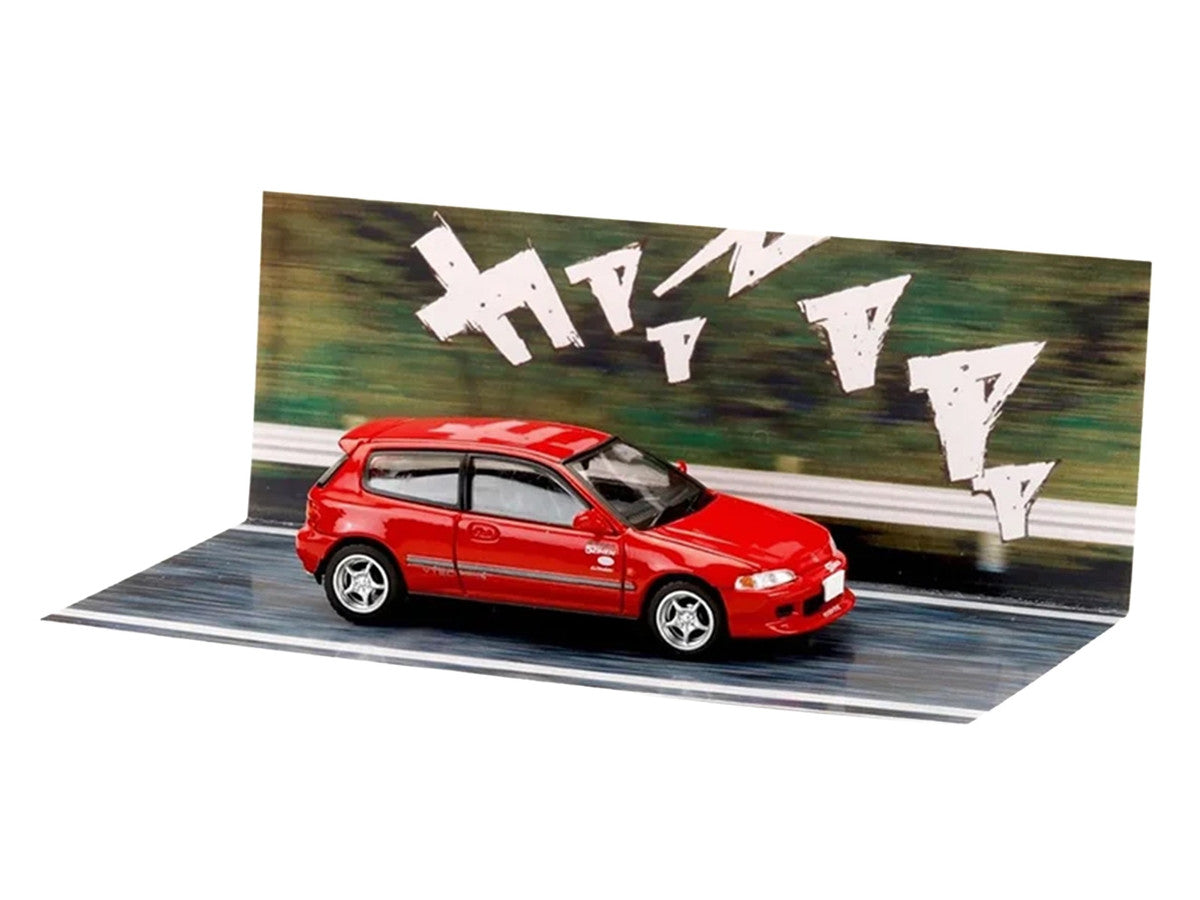 Honda Civic (EG6) RHD (Right Hand Drive) "Myogi Night Kids" Red "Initial D" (1995-2013) Manga "Diorama Set Series" 1/64 Diecast Model car by Hobby Japan-3