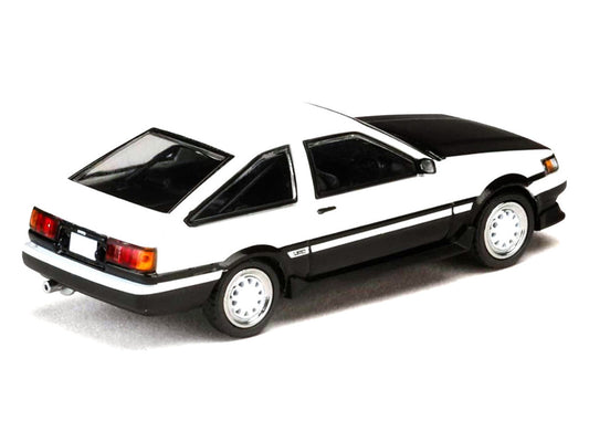 Toyota Corolla Levin (AE86) RHD (Right Hand Drive) White with Carbon Hood "Initial D" (1995-2013) Manga "Diorama Set Series" 1/64 Diecast Model Car by Hobby Japan Hobby Japan