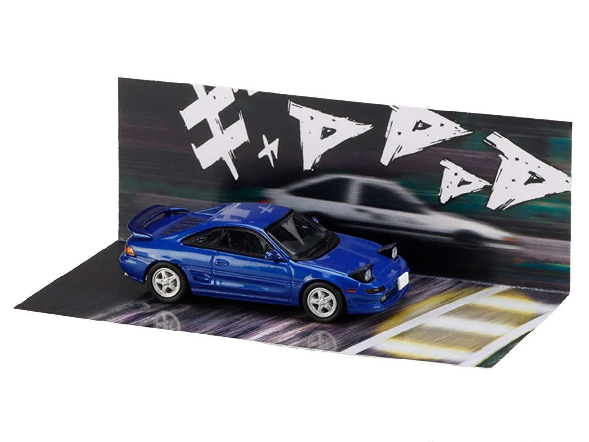 Toyota MR2 (SW20) RHD (Right Hand Drive) Blue Metallic "Kai Kogashiwa VS Takumi Fujiwara - Initial D" (1995-2013) Manga "Diorama Set Series" 1/64 Diecast Model Car by Hobby Japan Hobby Japan
