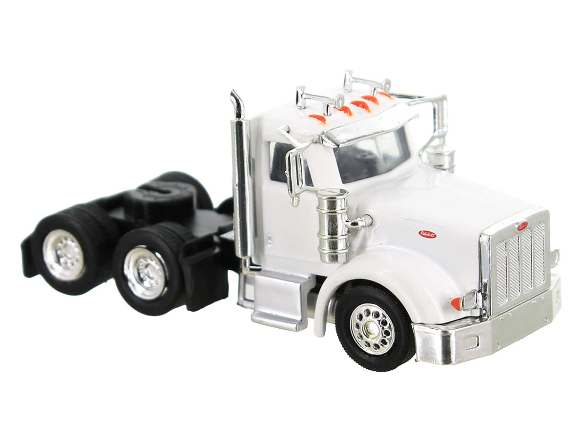 Peterbilt 367 Truck Tractor with Day Cab White and Articulated Tank Trailer "Cemex" White with Blue Stripes Combo Set 1/87 (HO) Plastic Model Car by HO Logistics-1