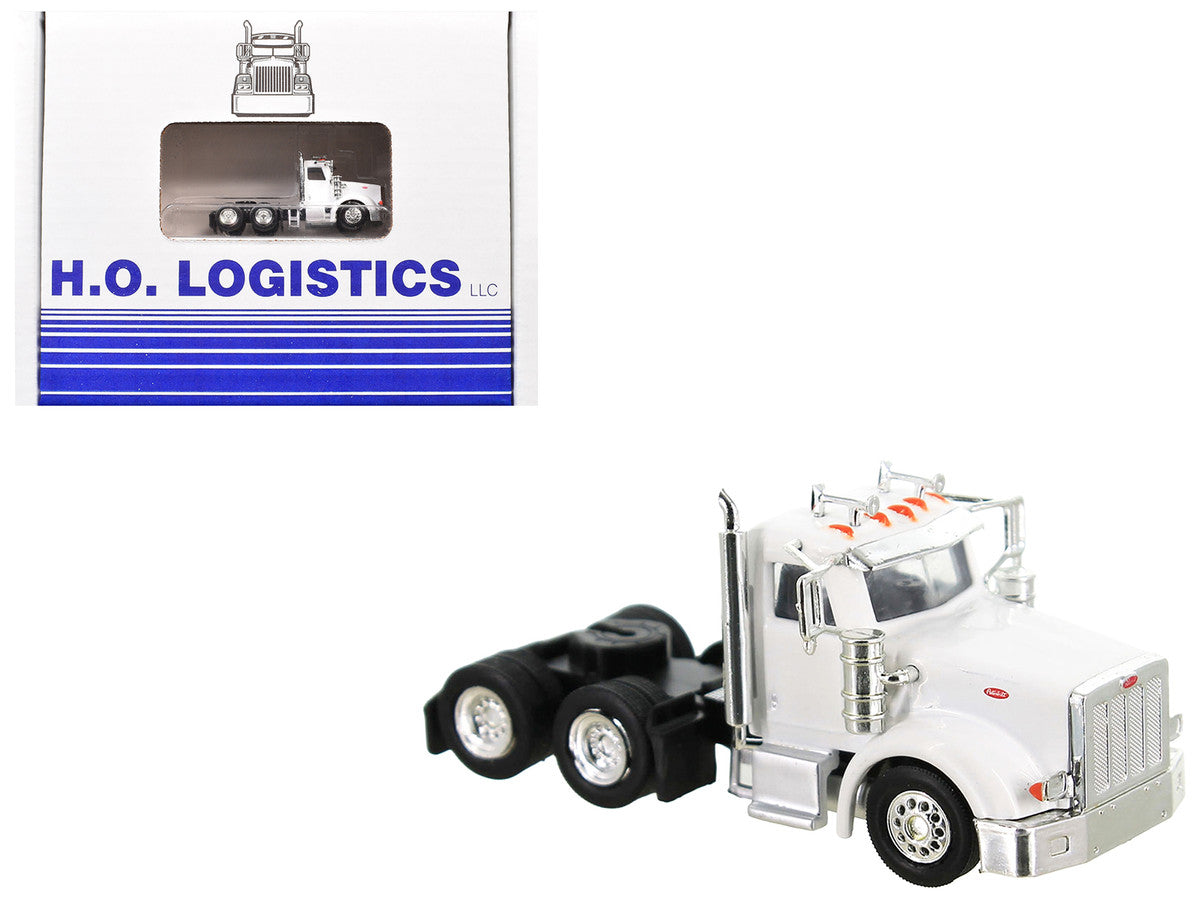 Peterbilt 367 Truck Tractor with Day Cab White and Articulated Tank Trailer "Cemex" White with Blue Stripes Combo Set 1/87 (HO) Plastic Model Car by HO Logistics-0