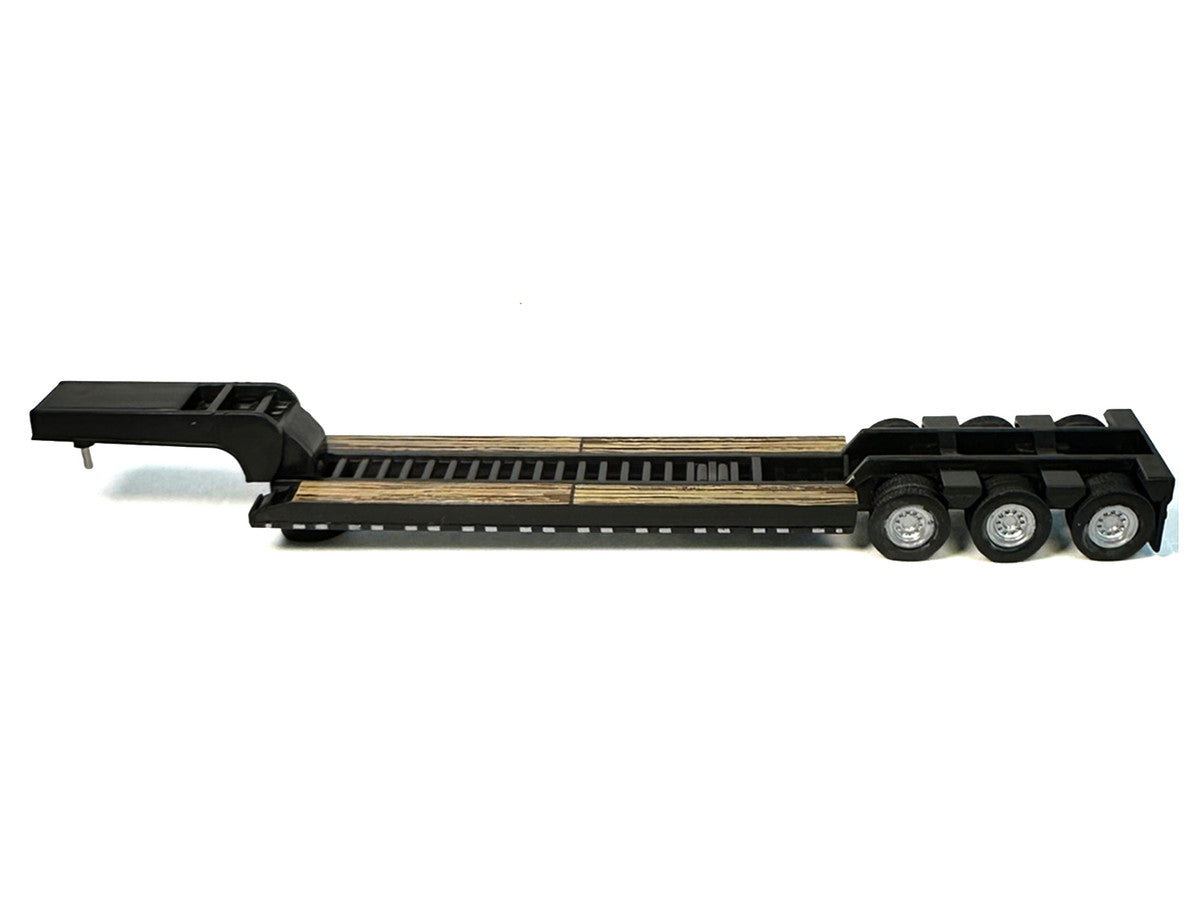 Peterbilt 389 Truck Tractor with Sleeper Cab Lime Green and Low Boy Flatbed Trailer Black Combo Set 1/87 (HO) Plastic Model Car by HO Logistics-0