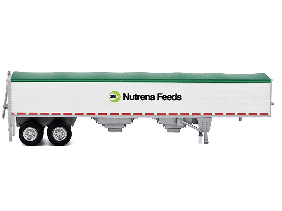 Covered Grain Trailer White with Green Tarp "Nutrena Feeds" 1/87 (HO) Plastic Model Car by HO Logistics HO Logistics Replicas