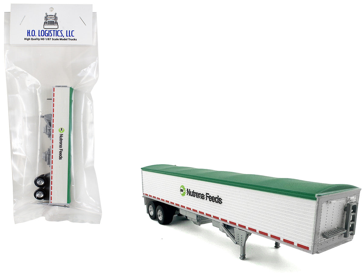 Covered Grain Trailer White with Green Tarp "Nutrena Feeds" 1/87 (HO) Plastic Model Car by HO Logistics HO Logistics Replicas