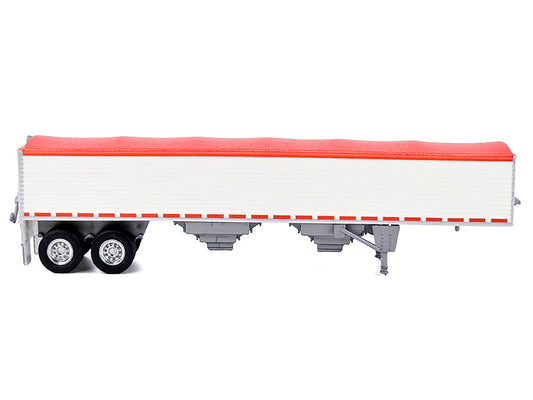 Covered Grain Trailer White with Red Tarp 1/87 (HO) Plastic Model Car by HO Logistics HO Logistics Replicas