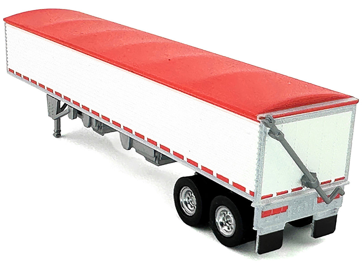 Covered Grain Trailer White with Red Tarp 1/87 (HO) Plastic Model Car by HO Logistics HO Logistics Replicas