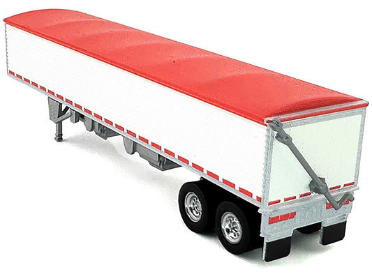 Covered Grain Trailer White with Red Tarp 1/87 (HO) Plastic Model Car by HO Logistics HO Logistics Replicas