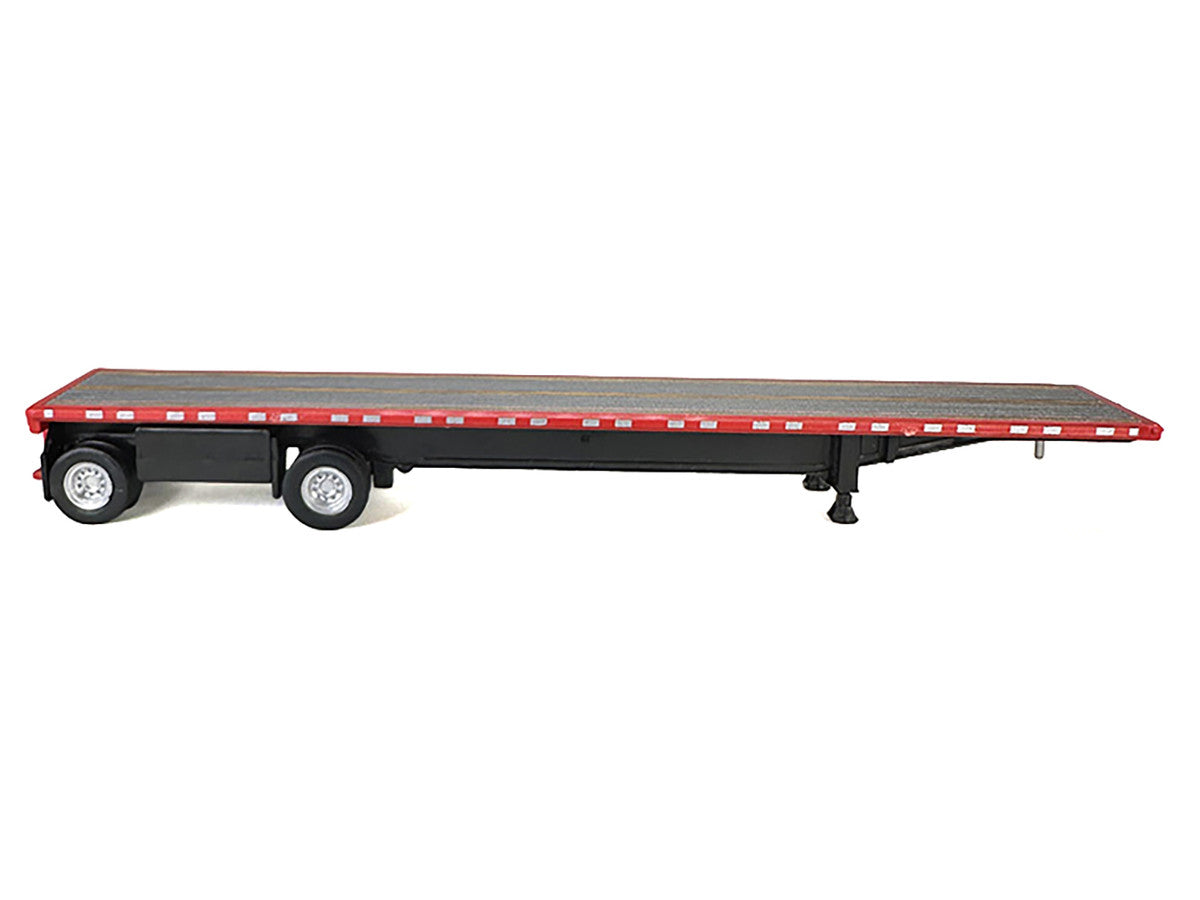 High Boy Spread Axle Flatbed Trailer Red 1/87 (HO) Plastic Model Car by HO Logistics HO Logistics Replicas