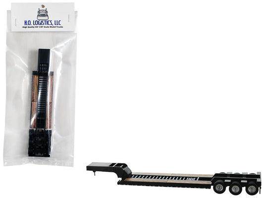 Low Boy Flatbed Trailer Black 1/87 (HO) Plastic Model Car by HO Logistics HO Logistics Replicas