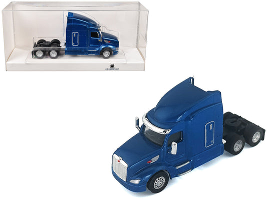 Peterbilt 579 Sleeper Cab Blue Metallic 1/87 (HO) Plastic Model Car by HO Logistics HO Logistics Replicas