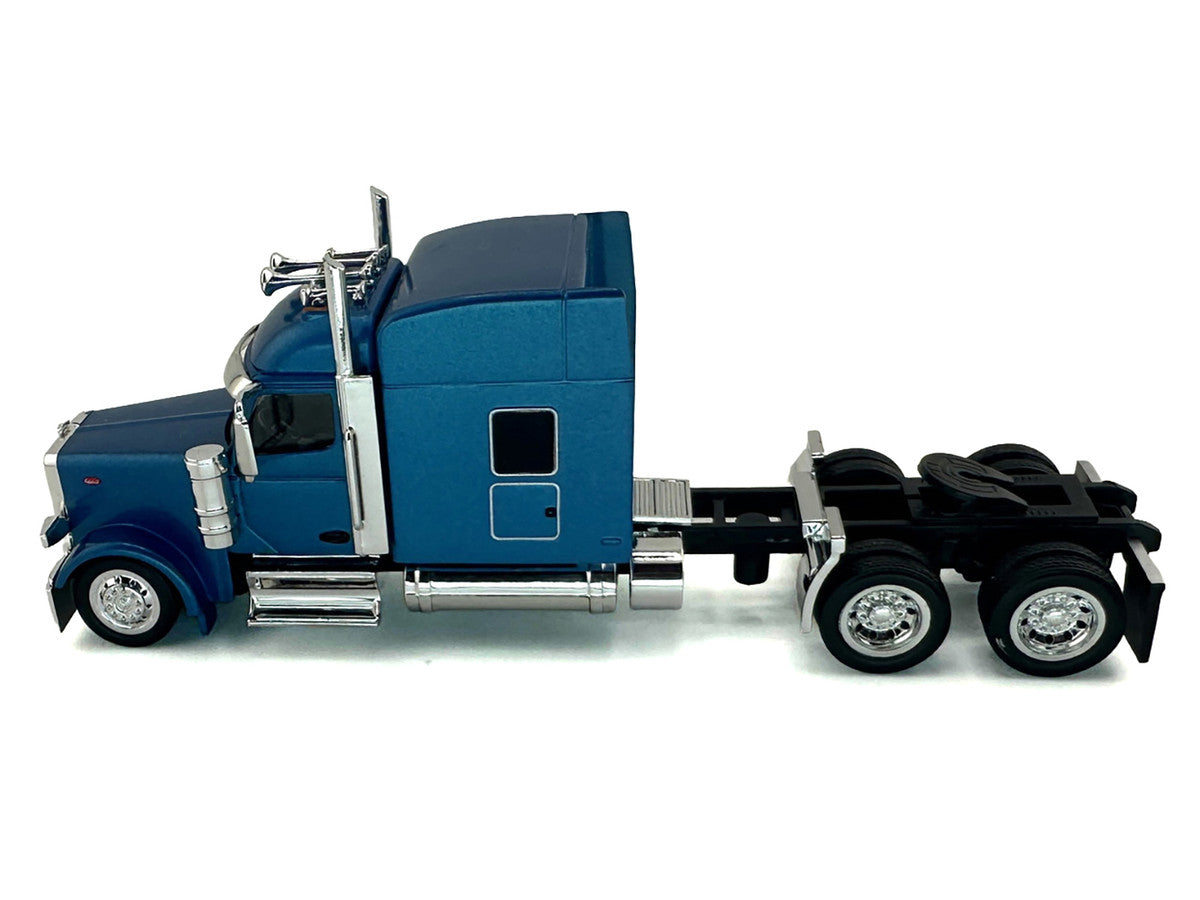 Peterbilt 589 with Stand Up Sleeper Cab Blue Metallic 1/87 (HO) Plastic Model Car by HO Logistics HO Logistics Replicas