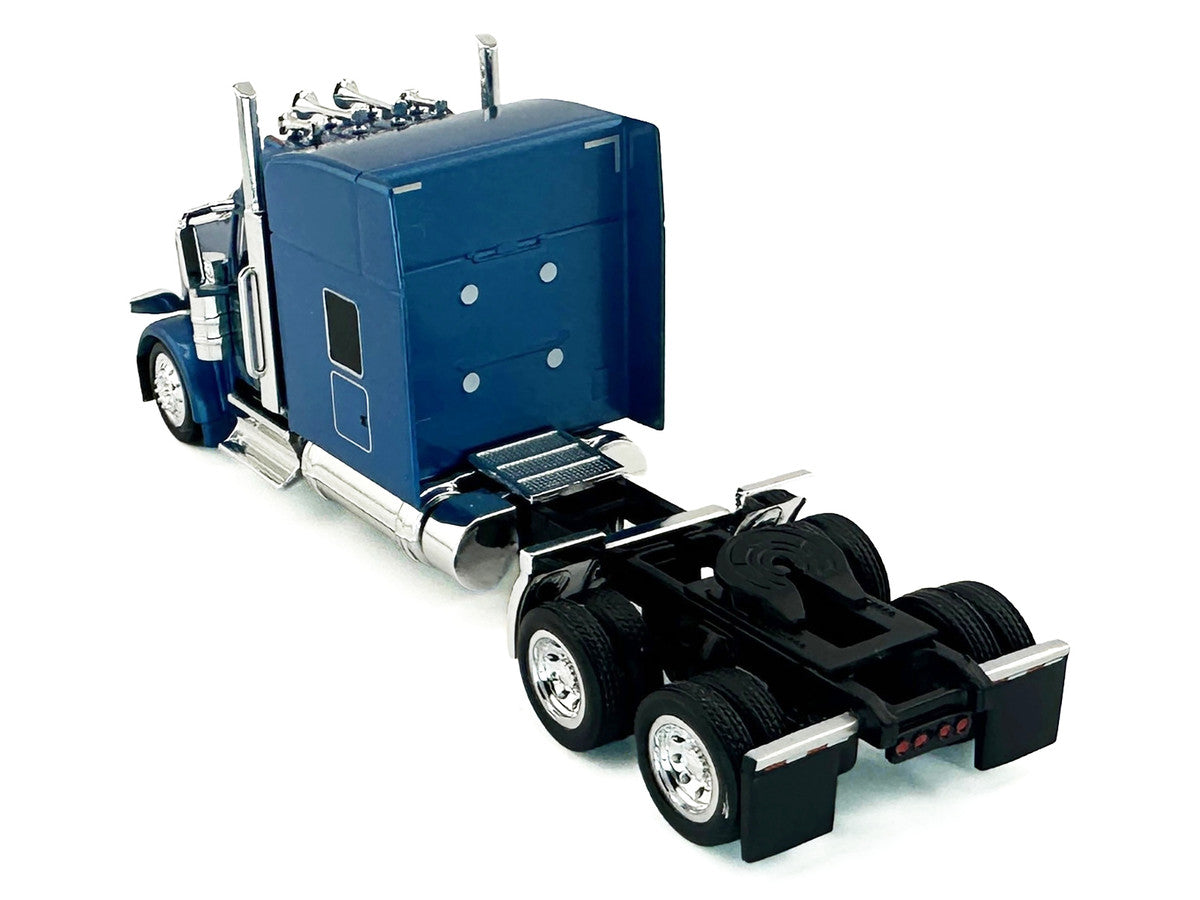 Peterbilt 589 with Stand Up Sleeper Cab Blue Metallic 1/87 (HO) Plastic Model Car by HO Logistics HO Logistics Replicas