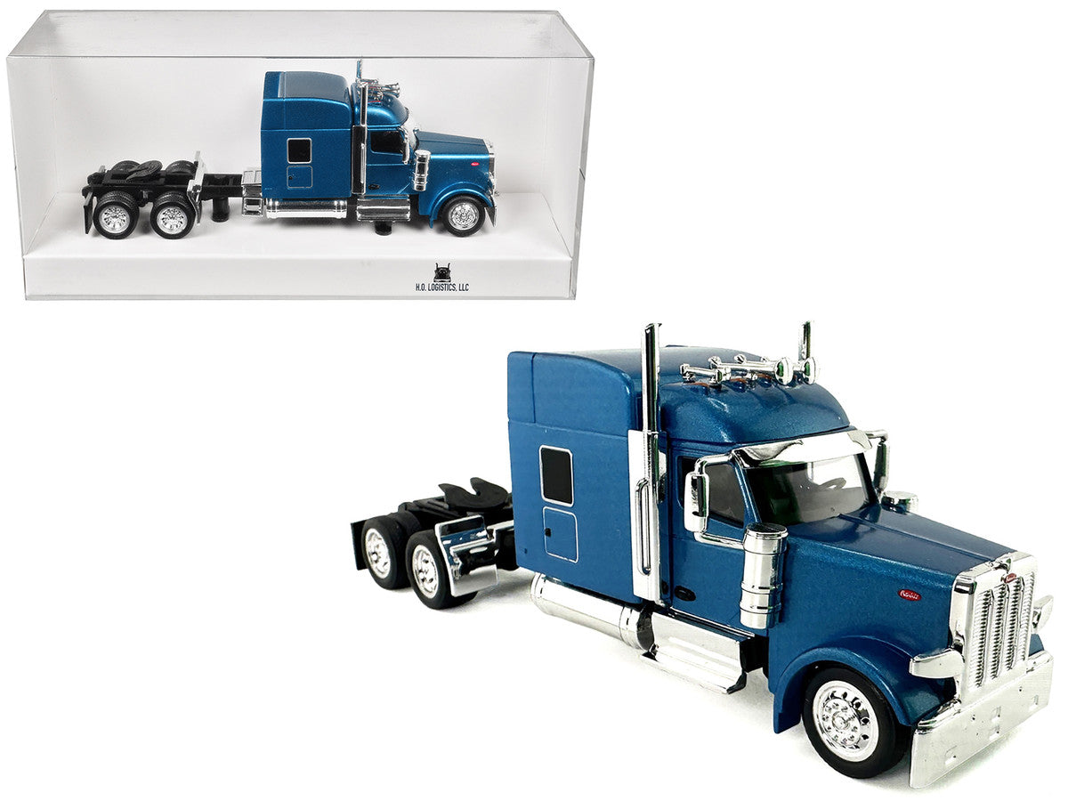 Peterbilt 589 with Stand Up Sleeper Cab Blue Metallic 1/87 (HO) Plastic Model Car by HO Logistics HO Logistics Replicas
