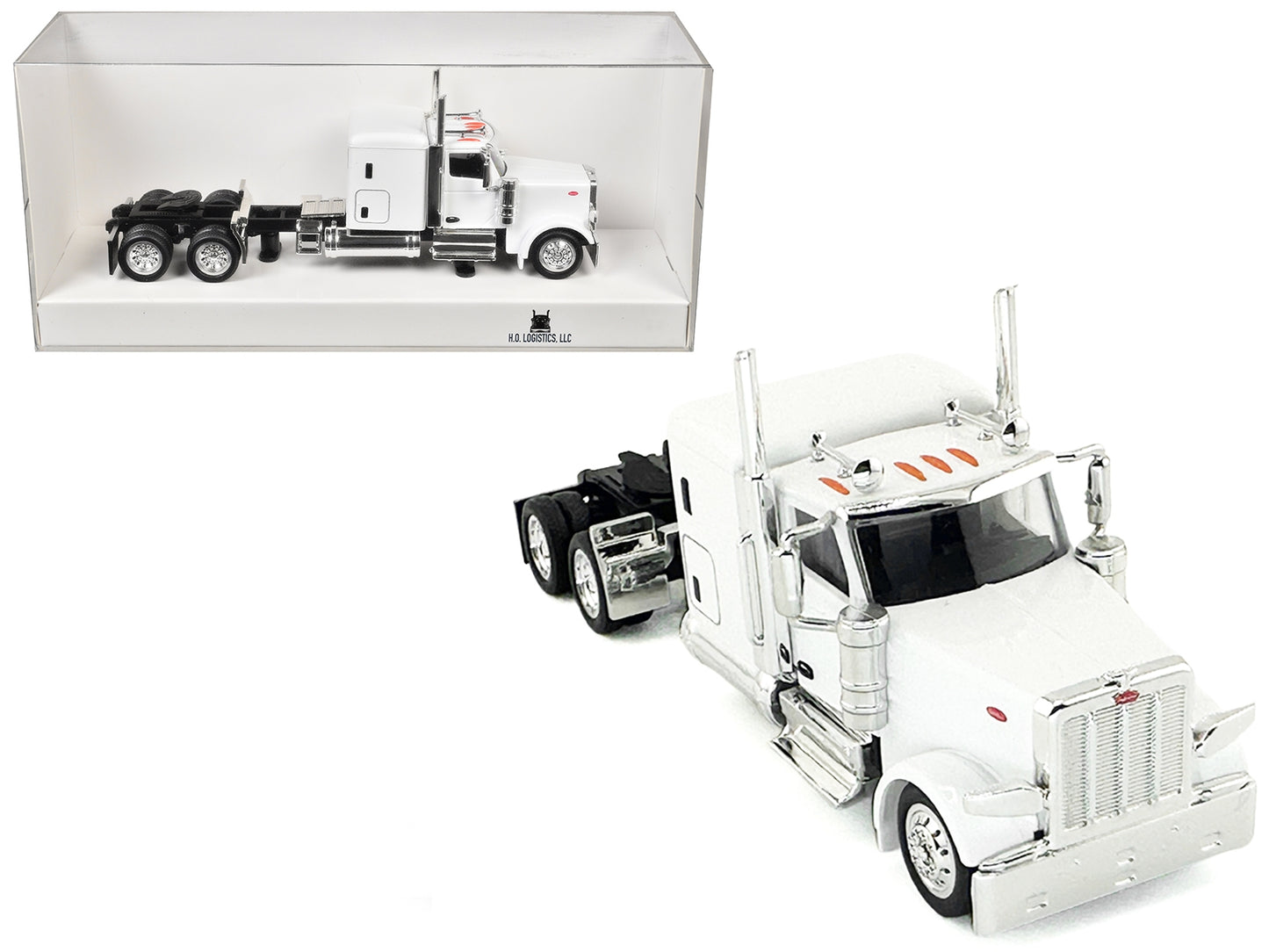 Peterbilt 589 Truck with 72 Inch Sleeper White 1/87 (HO) Plastic Model Car by HO Logistics