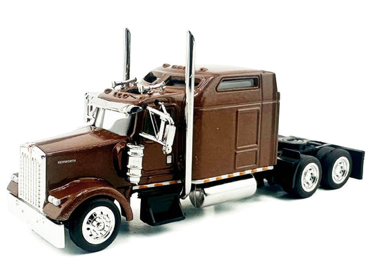 Kenworth W900L Truck Tractor with Sleeper Cab Brown Metallic 1/87 (HO) Scale Plastic Model Car by HO Logistics HO Logistics Replicas