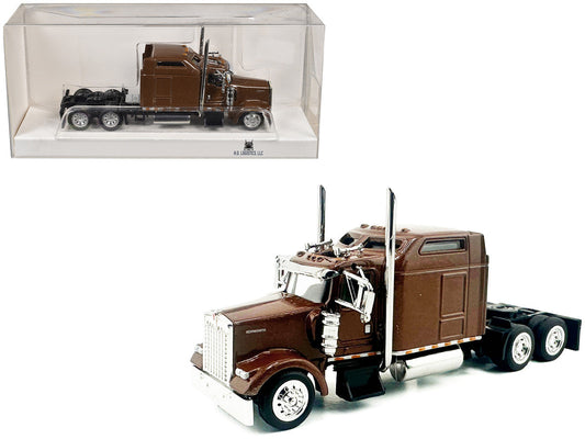 Kenworth W900L Truck Tractor with Sleeper Cab Brown Metallic 1/87 (HO) Scale Plastic Model Car by HO Logistics HO Logistics Replicas