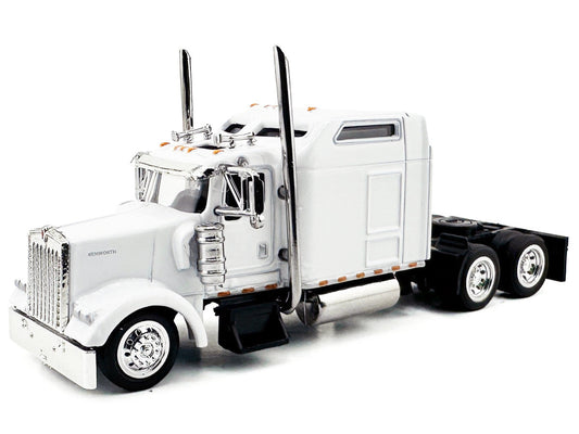 Kenworth W900L Truck Tractor with Sleeper Cab White 1/87 (HO) Scale Plastic Model Car by HO Logistics HO Logistics Replicas
