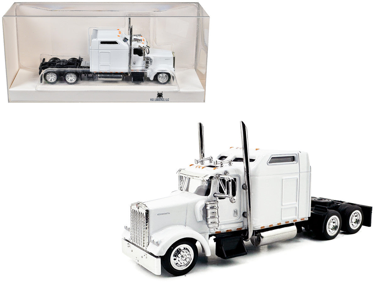 Kenworth W900L Truck Tractor with Sleeper Cab White 1/87 (HO) Scale Plastic Model Car by HO Logistics HO Logistics Replicas