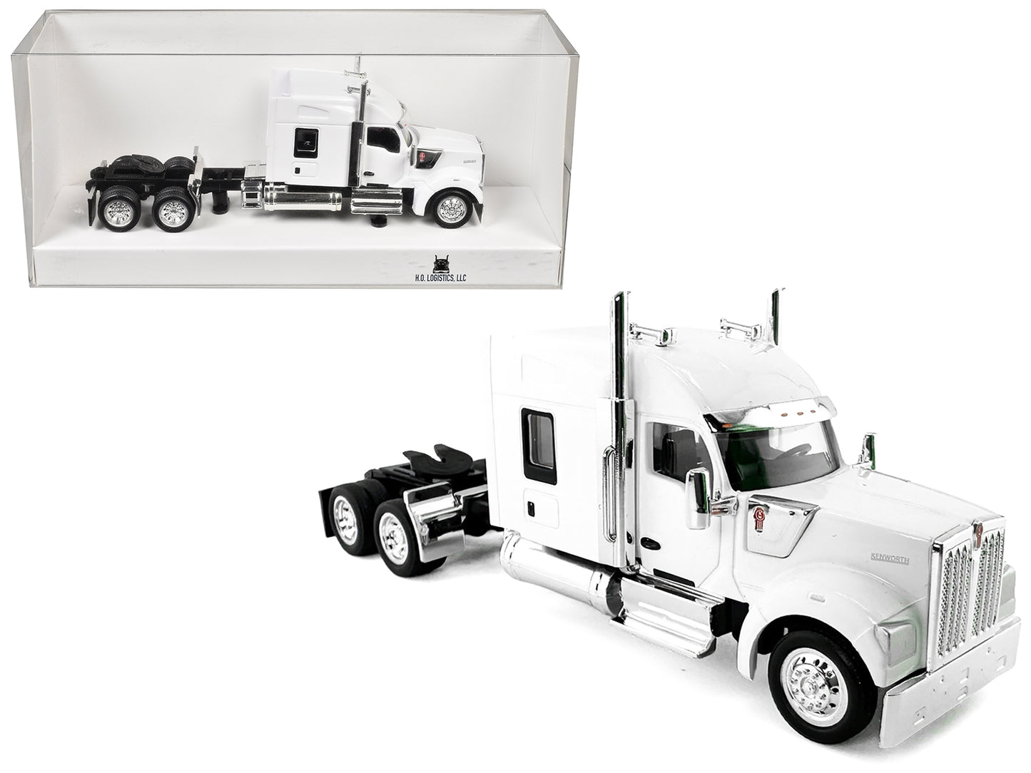 Kenworth W990 with Stand Up Sleeper Cab White 1/87 (HO) Plastic Model Car by HO Logistics