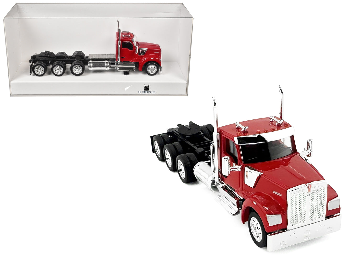Kenworth W990 3-Axel Day Cab Red 1/87 (HO) Plastic Model Car by HO Logistics