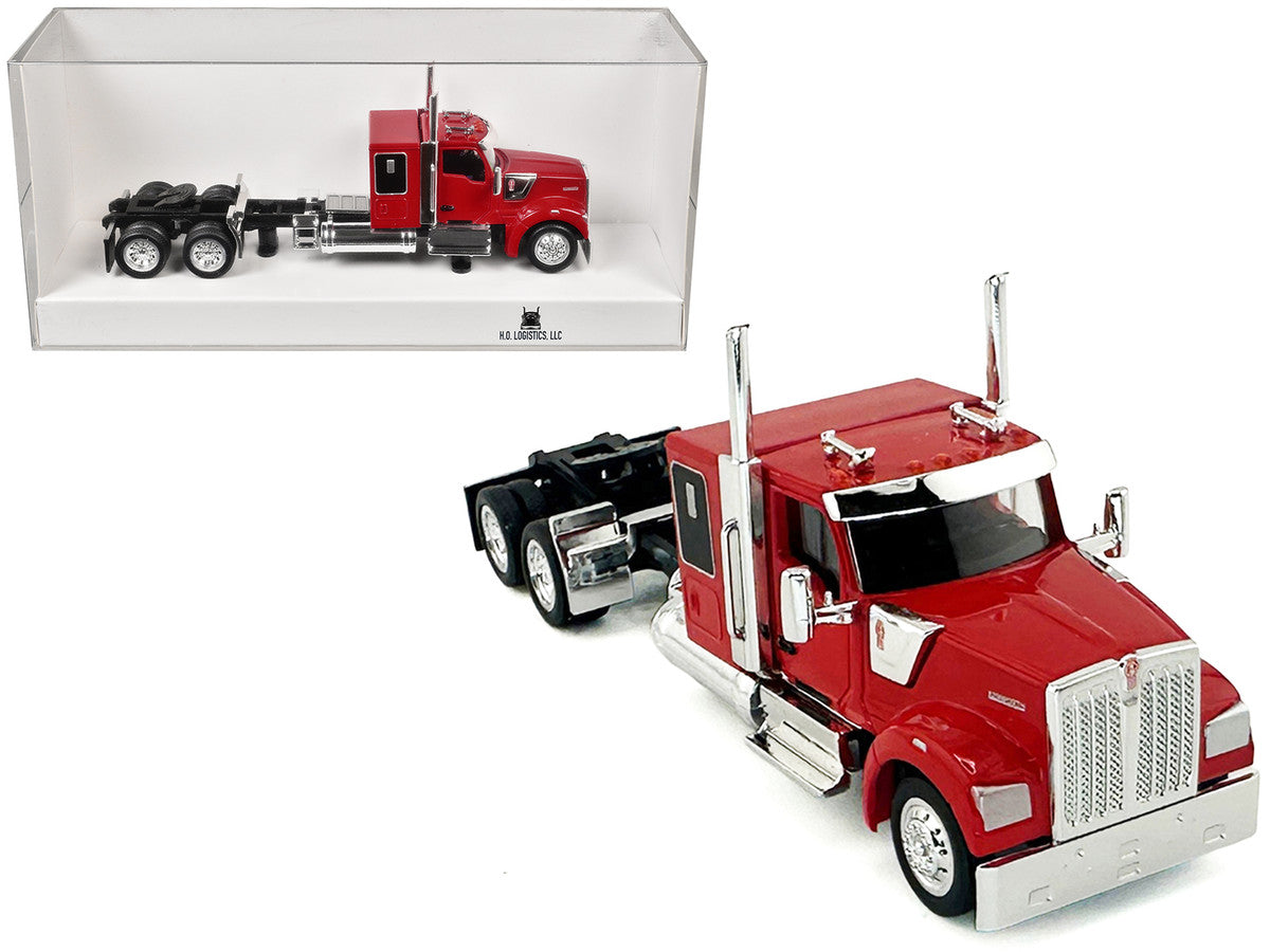 Kenworth W990 with Flat Top Sleeper Cab Red 1/87 (HO) Plastic Model Car by HO Logistics HO Logistics Replicas