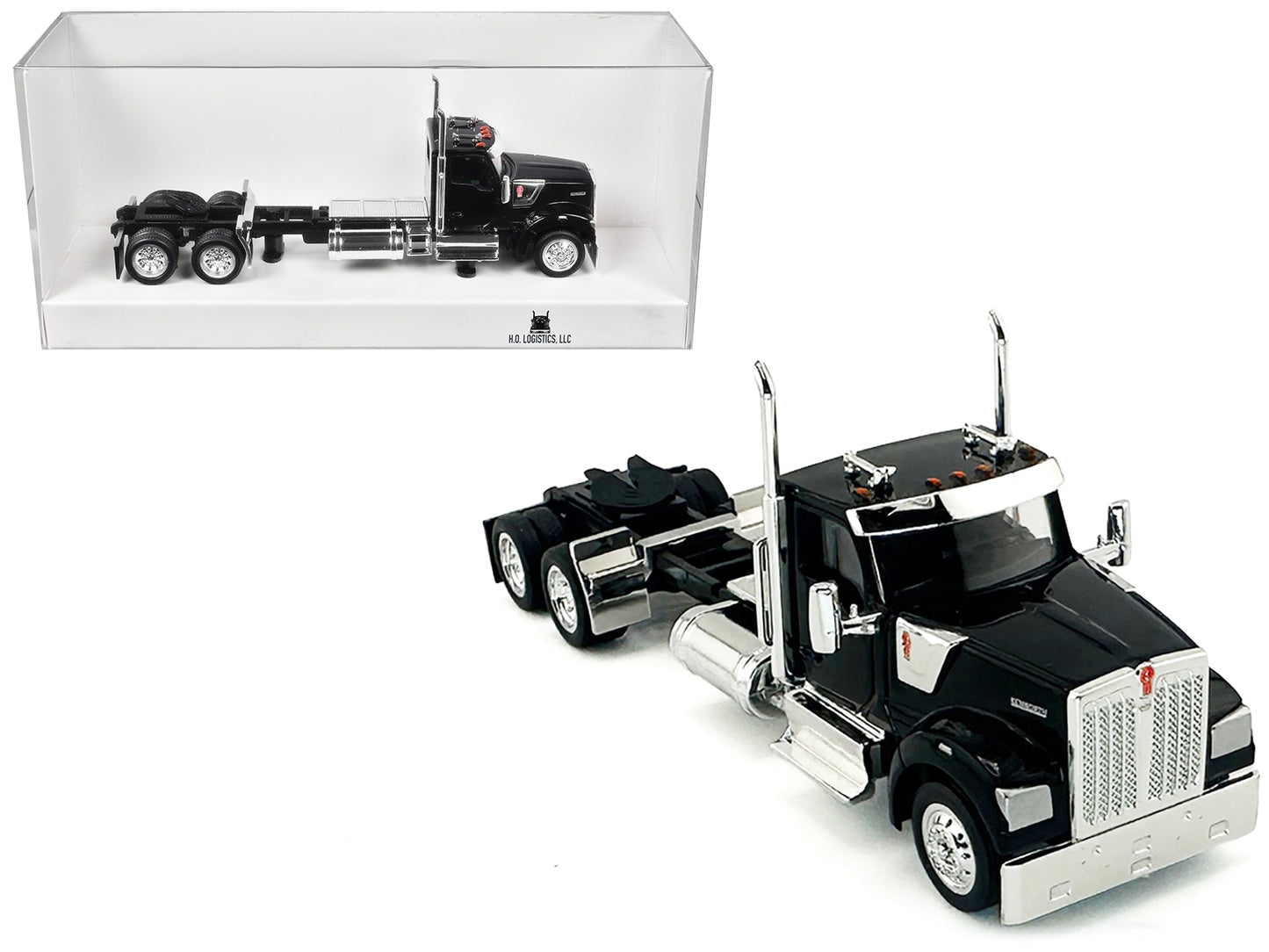 Kenworth W990 2-Axel Day Cab Black 1/87 (HO) Plastic Model Car by HO Logistics