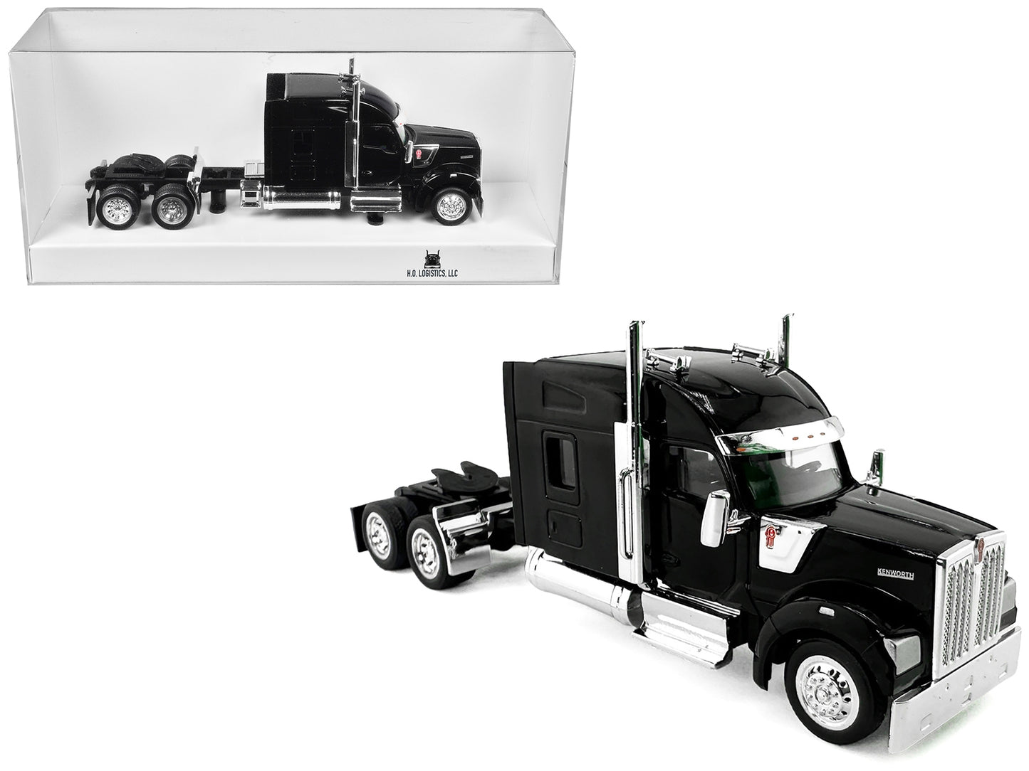 Kenworth W990 with Stand Up Sleeper Cab Black 1/87 (HO) Plastic Model Car by HO Logistics