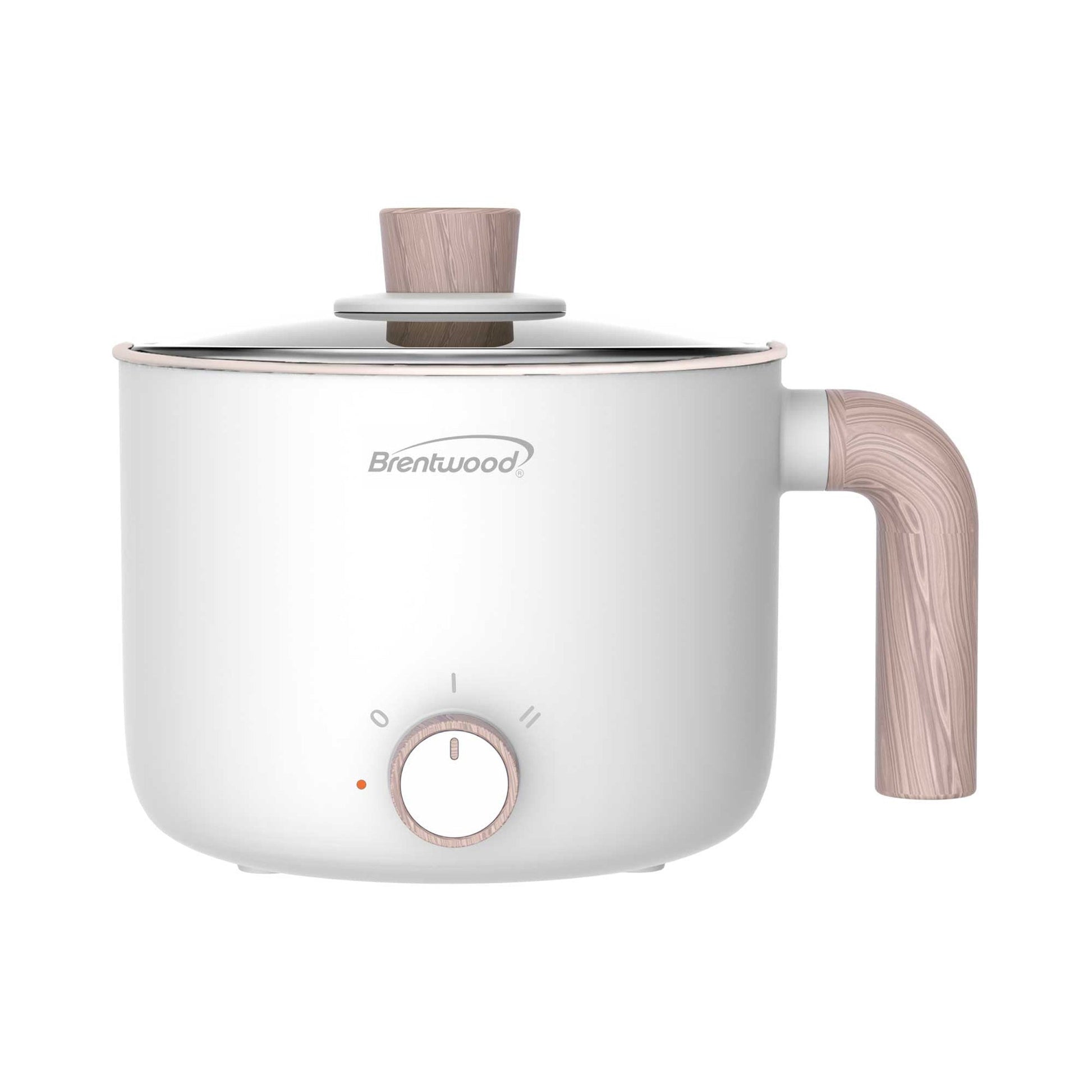 Brentwood 1.5Liter Multi-Function Electric Hot Pot Cooker in White with Ceramic Non-Stick Coating W2B