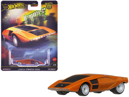 Lancia Stratos Zero Concept Car Orange Metallic "Hammer Drop" Series Diecast Model Car by Hot Wheels Hotwheels