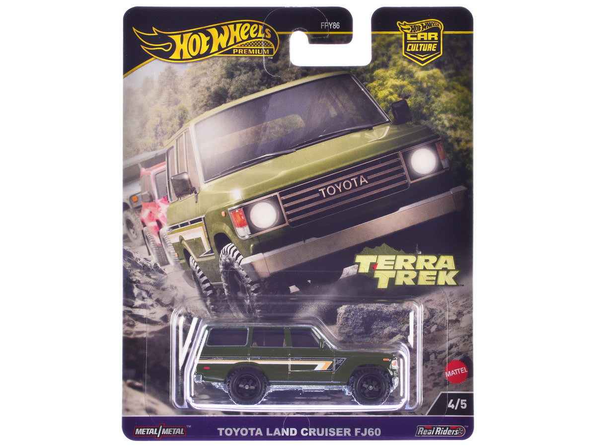 Toyota Land Cruiser FJ60 Green with Stripes "Terra Trek" Series Diecast Model Car by Hot Wheels Hotwheels
