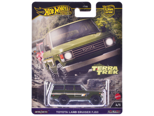 Toyota Land Cruiser FJ60 Green with Stripes "Terra Trek" Series Diecast Model Car by Hot Wheels Hotwheels