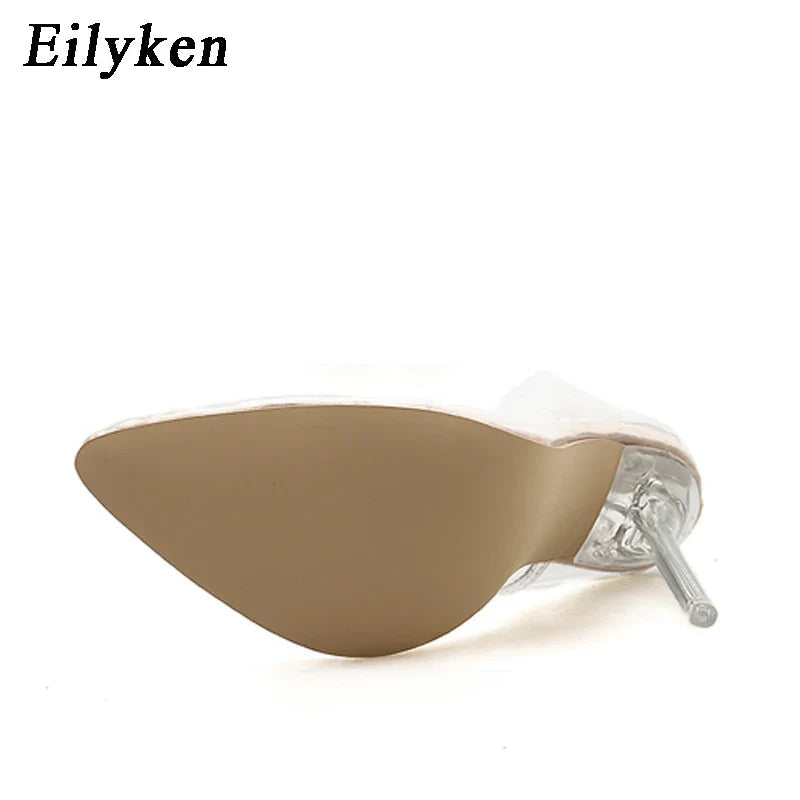 Eilyken Clear PVC Transparent Pumps Sandals Perspex Stilettos High Heels Pointed Toe Womens Nightclub Zapatillas De Mujer Pi-Mart