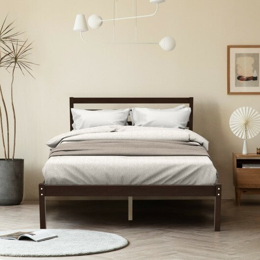 Full Size Bed frame Foundation with Solid Wooden Slat Suppor W2B