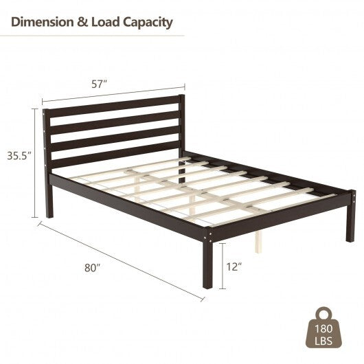 Full Size Bed frame Foundation with Solid Wooden Slat Suppor W2B