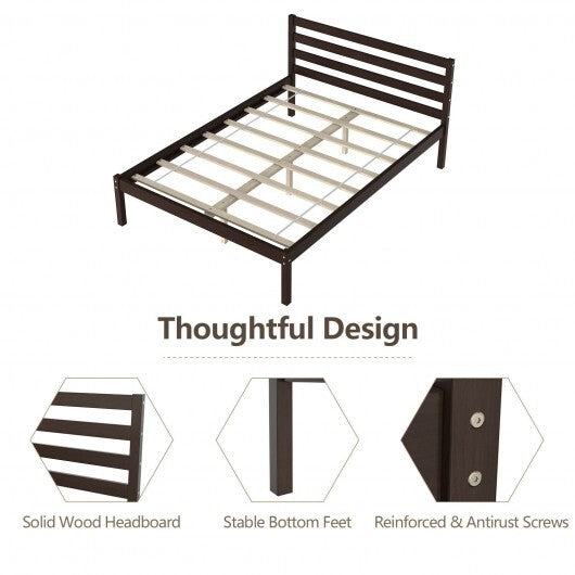 Full Size Bed frame Foundation with Solid Wooden Slat Suppor W2B