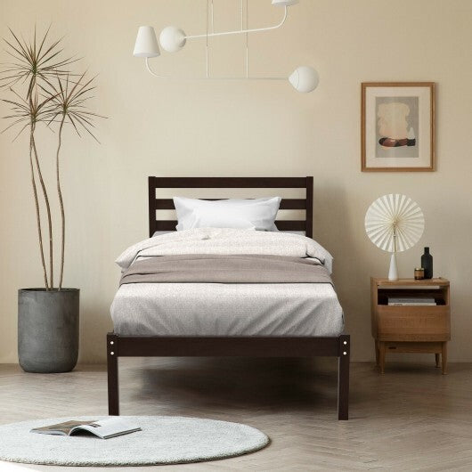 Full Size Bed frame Foundation with Solid Wooden Slat Suppor W2B