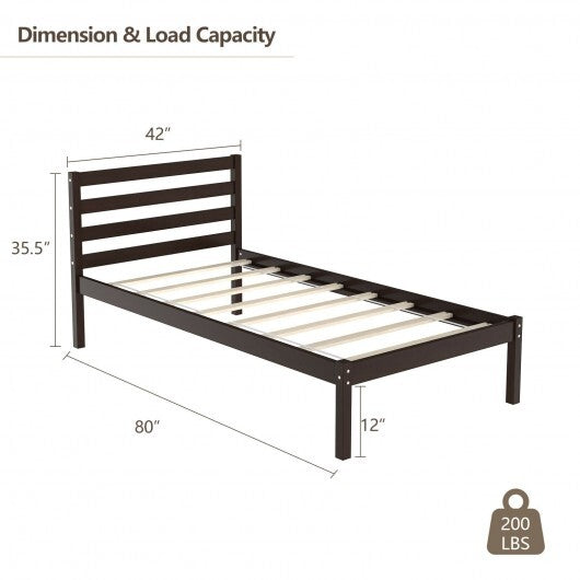 Full Size Bed frame Foundation with Solid Wooden Slat Suppor W2B