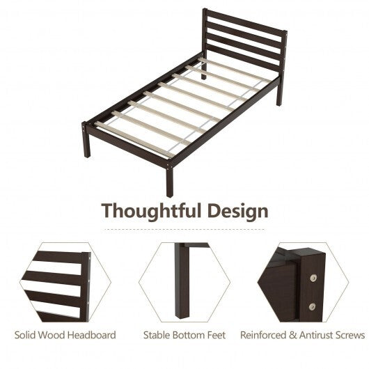 Full Size Bed frame Foundation with Solid Wooden Slat Suppor W2B