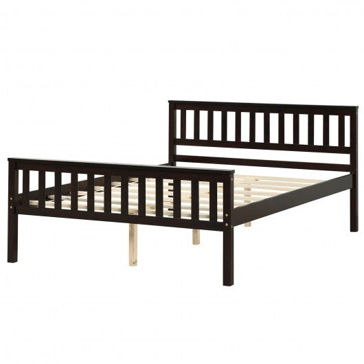 Full Size Wood Platform Bed with Headboard W2B