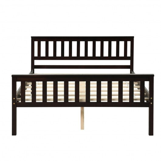 Full Size Wood Platform Bed with Headboard W2B